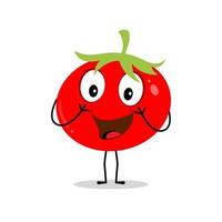 conception de personnage de tomate. vecteur de tomate. mascotte de dessin animé tomate souriante. tomate sur fond blanc.