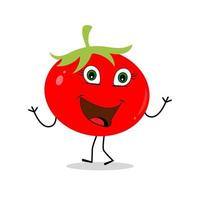 conception de personnage de tomate. vecteur de tomate. mascotte de dessin animé tomate souriante. tomate sur fond blanc.