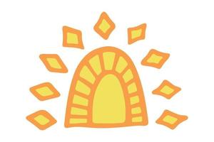 symbole de soleil abstrait dessiné à la main. griffonnage d'été. élément vectoriel unique pour la conception