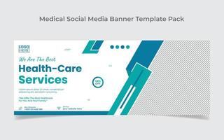 conception de bannières web de soins médicaux et modèle de conception de couverture de médias sociaux vecteur