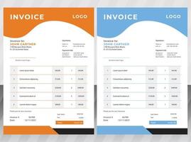 modèle de conception de facture vecteur