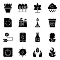 pack d'icônes solides de botanique vecteur