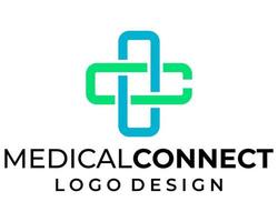 icône de l'hôpital médical et création de logo de connectivité. vecteur