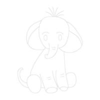 dessin en une ligne d'éléphant avec des pages à colorier vecteur