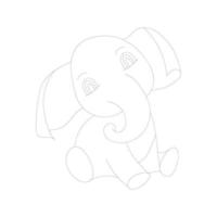 dessin en une ligne d'éléphant avec des pages à colorier vecteur