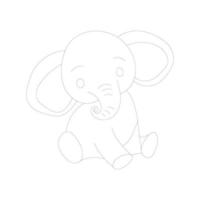 dessin en une ligne d'éléphant avec des pages à colorier vecteur