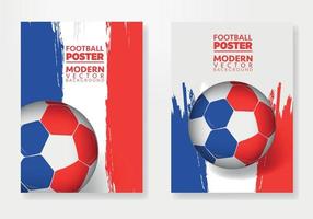 modèle d'affiche de football de vecteur france, avec ballon de football, textures de brosse et place pour vos textes.