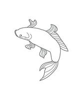 illustration d'un dessin au trait de poisson sur blanc vecteur