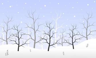 fond de forêt d'arbres noir et branche et il neige pour le concept de saison d'hiver. illustrations isolées dessinées à la main. vecteur