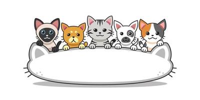 groupe de dessin animé de vecteur de chats avec signe de forme de tête de gros chat