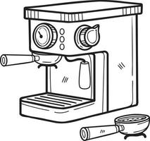 machines à café dessinées à la main pour l'illustration des baristas dans un style doodle vecteur