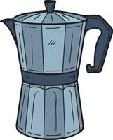 illustration de pot de moka de cafetière dessinée à la main dans un style doodle vecteur