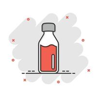 icône de bouteille de lait dans le style comique. illustration de vecteur de dessin animé de ballon sur fond blanc isolé. concept d'entreprise effet splash conteneur de boisson.