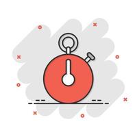 icône de l'horloge dans le style comique. regarder l'illustration vectorielle de dessin animé sur fond blanc isolé. concept d'entreprise d'effet d'éclaboussure de minuterie. vecteur