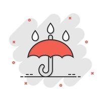 icône de parapluie dans le style comique. illustration de vecteur de dessin animé de parasol sur fond blanc isolé. concept d'entreprise d'effet d'éclaboussure de canopée.