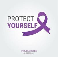 protégez-vous de la typographie du ruban. 4 février journée mondiale contre le cancer vecteur
