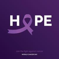 espérons la typographie du ruban. rejoignez la lutte contre le cancer - journée mondiale contre le cancer vecteur