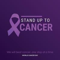 résister à la typographie du ruban de cancer. nous vaincrons le cancer. une étape à la fois - journée mondiale contre le cancer vecteur