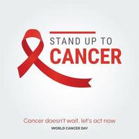 résister à la typographie du ruban de cancer. le cancer n'attend pas. agissons maintenant - journée mondiale contre le cancer vecteur