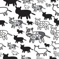 motif drôle sans couture avec vache de dessin animé doodle vecteur