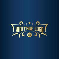 logo de cadre vintage gratuit avec couleur or. étiquette ancienne. convient pour studio, salon de coiffure, étiquette, brassage, salon, boutique, signalisation. vecteur