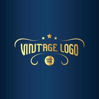 logo de cadre vintage gratuit avec couleur or. étiquette ancienne. convient pour studio, salon de coiffure, étiquette, brassage, salon, boutique, signalisation. vecteur