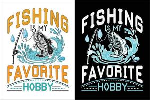 la pêche est mon vecteur libre de conception de t-shirt passe-temps préféré.