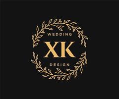 collection de logos de monogramme de mariage lettre initiales xk, modèles minimalistes et floraux modernes dessinés à la main pour cartes d'invitation, réservez la date, identité élégante pour restaurant, boutique, café en image vectorielle vecteur