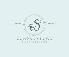 logo féminin os initial. utilisable pour les logos nature, salon, spa, cosmétique et beauté. élément de modèle de conception de logo vectoriel plat.