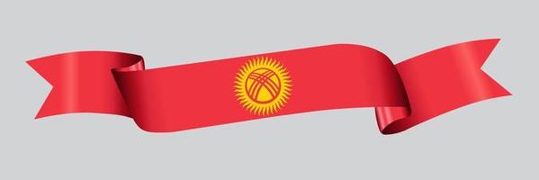 Drapeau 3D du Kirghizistan sur ruban. vecteur