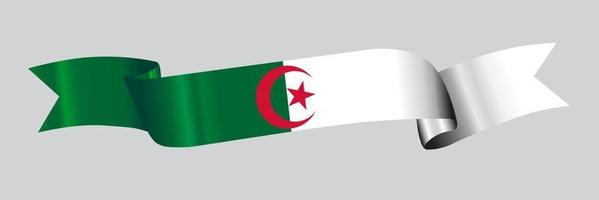 Drapeau 3D de l'Algérie sur ruban. vecteur