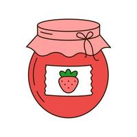 icône de doodle de pot de confiture de fraises. vecteur