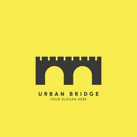 illustration de conception de logo de pont urbain. symbole créatif de silhouette de bâtiment de pont incurvé. construction de bâtiments de monuments vectoriels. fond isolé. vecteur