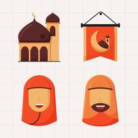 collections d'éléments islamiques du ramadan en illustration plate vecteur