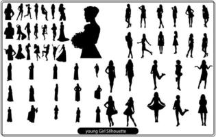 vecteur, silhouettes, de, femmes, mode, paquet vecteur