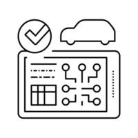 Test de l'icône de la ligne de voiture du système électronique de l'ordinateur illustration vectorielle vecteur