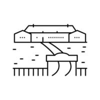 illustration vectorielle d'icône de ligne de maison de style ranch vecteur