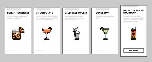 verre à cocktail boisson alcool bar onboarding icons set vector