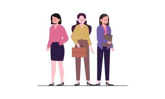 des femmes d'affaires confiantes se tiennent ensemble. les femmes entrepreneurs fortes se soutiennent mutuellement vecteur