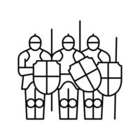 illustration vectorielle de l'icône de la ligne médiévale de l'armée vecteur