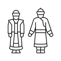 illustration vectorielle de l'icône de la ligne nationale de vêtements de mongolie vecteur