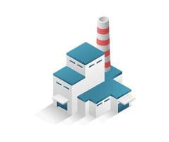 concept isométrique plat illustration 3d bâtiment minimaliste industrie d'entrepôt d'usine moderne vecteur