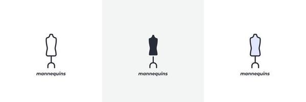 icône de mannequins. ligne, version colorée de contour solide et rempli, contour et signe vectoriel rempli. symbole d'idée, illustration de logo. graphiques vectoriels