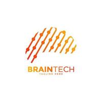 illustration de conception de logo de technologie cérébrale. technologie digitale. modèle de logo de cerveau. illustrateur de vecteur