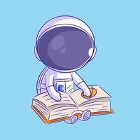 l'astronaute est assis en train de lire un livre vecteur