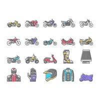 moto vélo transport types icônes ensemble vecteur