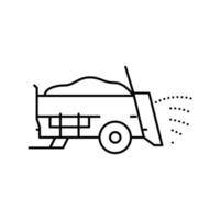 illustration vectorielle de l'icône de la ligne de la machine agricole de l'épandeur de fumier vecteur