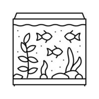 illustration vectorielle d'icône de ligne de poisson d'aquarium d'eau salée vecteur