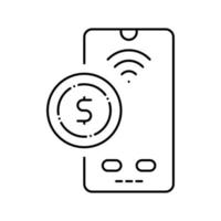 illustration vectorielle de l'icône de la ligne sans contact de paiement mobile vecteur