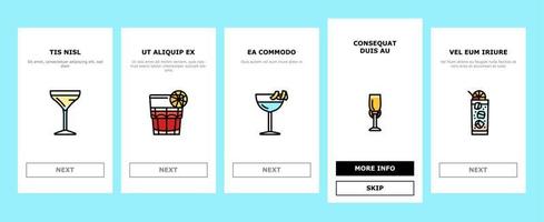 verre à cocktail boisson alcool bar onboarding icons set vector